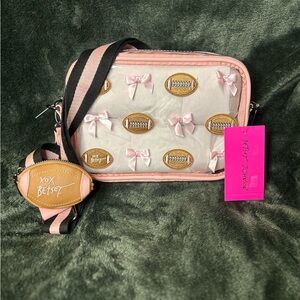 Betsey Johnson Pink and Gold Football Crossbody